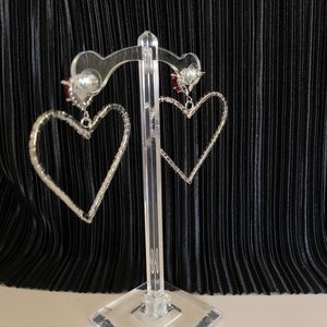 Vintage Jewelry - Jeweled ruby oversized heart shape earrings Vintage Jewelry - Jeweled ruby oversized heart shape earrings